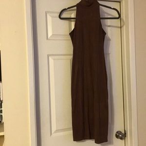 Brown suede midi dress
